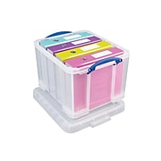 Really Useful Box® 32 Liter Snap Lid Storage Bin, Clear, 3/Pack (32LC-PK3C)