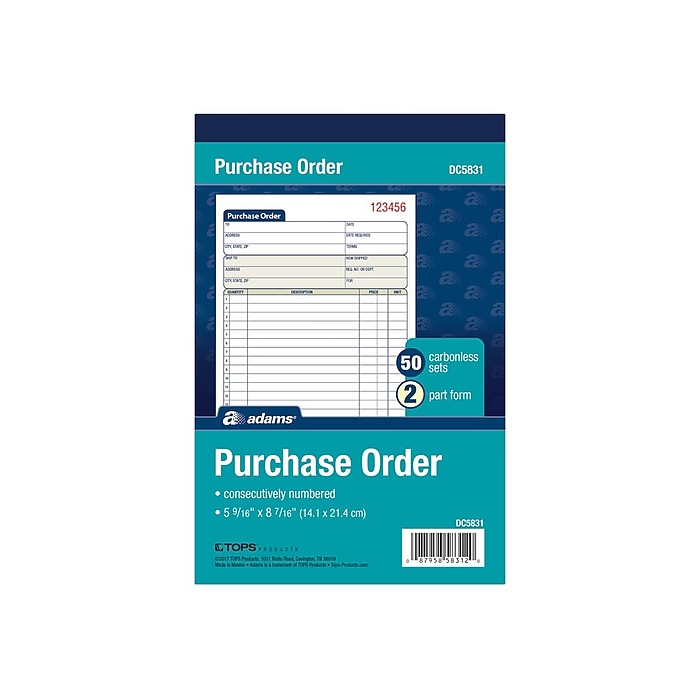 Adams 2-Part Carbonless Purchase Requisitions, 8.44