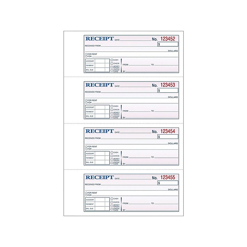 Adams 2-Part Carbonless Receipts, 2.75"L x 7.13"W, 200 Sets/Book (DC1182) image 1