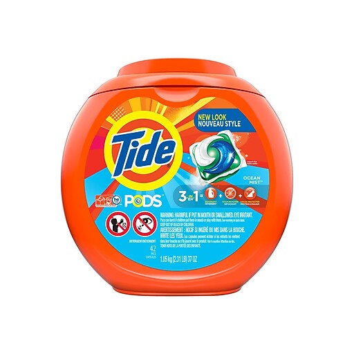 Tide® PODS HE Laundry Detergent, Ocean Mist Scent, 42 Pods/Pack Staples