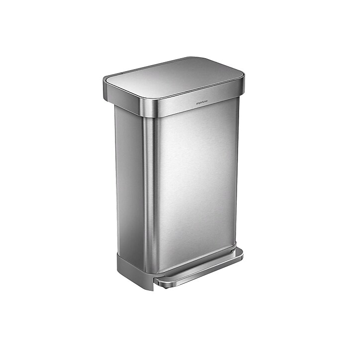 simplehuman Indoor Step Trash Can, Brushed Stainless Steel, 12 Gal