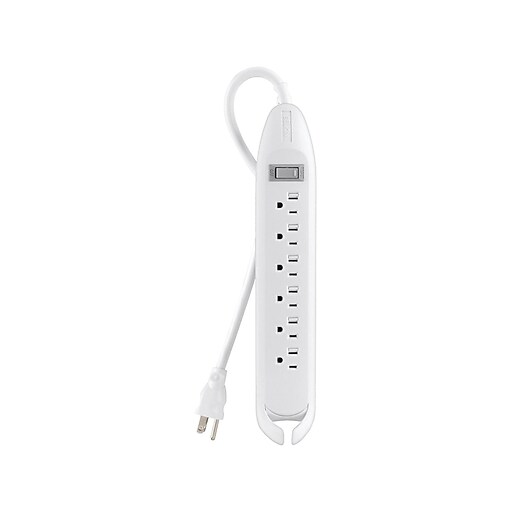 STAPLES™ 6-OUTLET POWER STRIP/SURGE PROTECTOR W/ 6 FT CORD POWER ON/OFF IN WHITE 