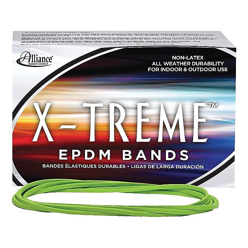 X-Treme File Bands X-treme Multi-Purpose #117B Rubber Bands, 7", Non-Latex, Bright Lime Green, 175/Pack (02005) image 1