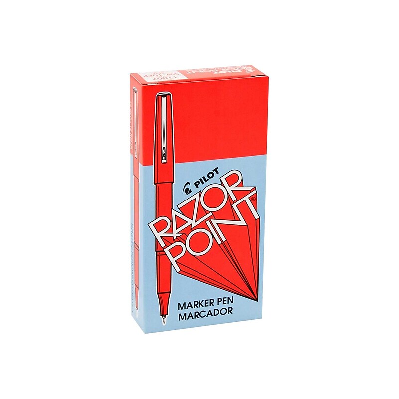 Pilot Razor Point Marker Pens, Ultra Fine Point, Red Ink, Dozen (11007) image 1
