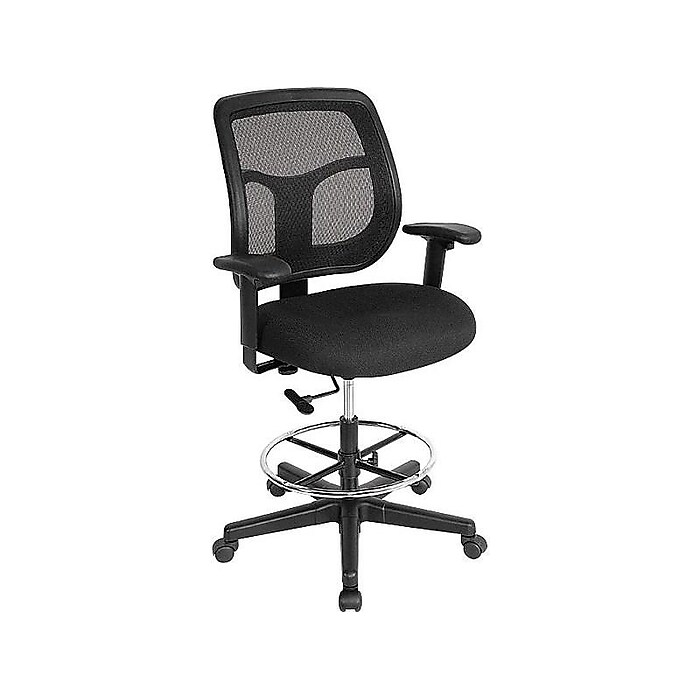 EuroTech Apollo Mesh Fabric Back Fabric Drafting Chair, Black