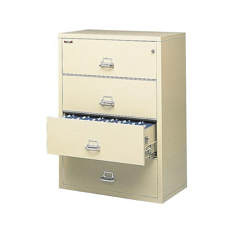FireKing Classic 4-Drawer Lateral File Cabinet, Letter/Legal Size, Lockable, 52.75"H x 31.19"W x 22.13"D, Parchment (43122CPAI) image 1