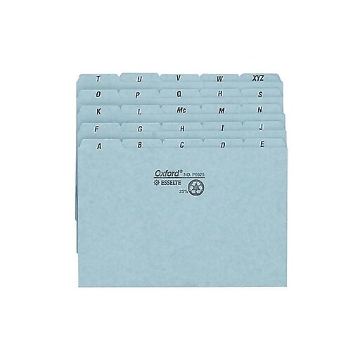 Oxford AZ 4" x 6" Index Card Files, Blue, 25/Set (P4625) Staples