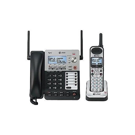 AT&T SynJ SB67138 4Line Cordless Phone, Silver/Black at Staples