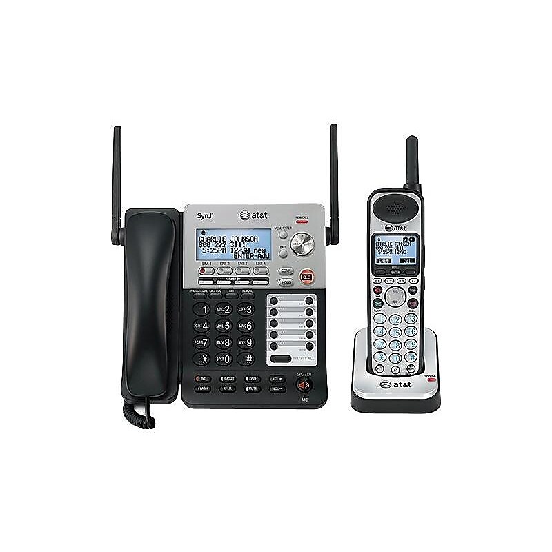 AT&T 4-Line Cordless Phone with 2-Handsets & Digital Answering, Silver/Black (SB67138) image 1