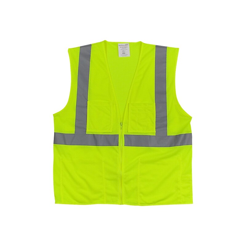 Protective Industrial Products High Visibility Sleeveless Safety Vest, ANSI Class R2, Lime Yellow, 2XL (302-MVGZ4PLY-2X) image 1