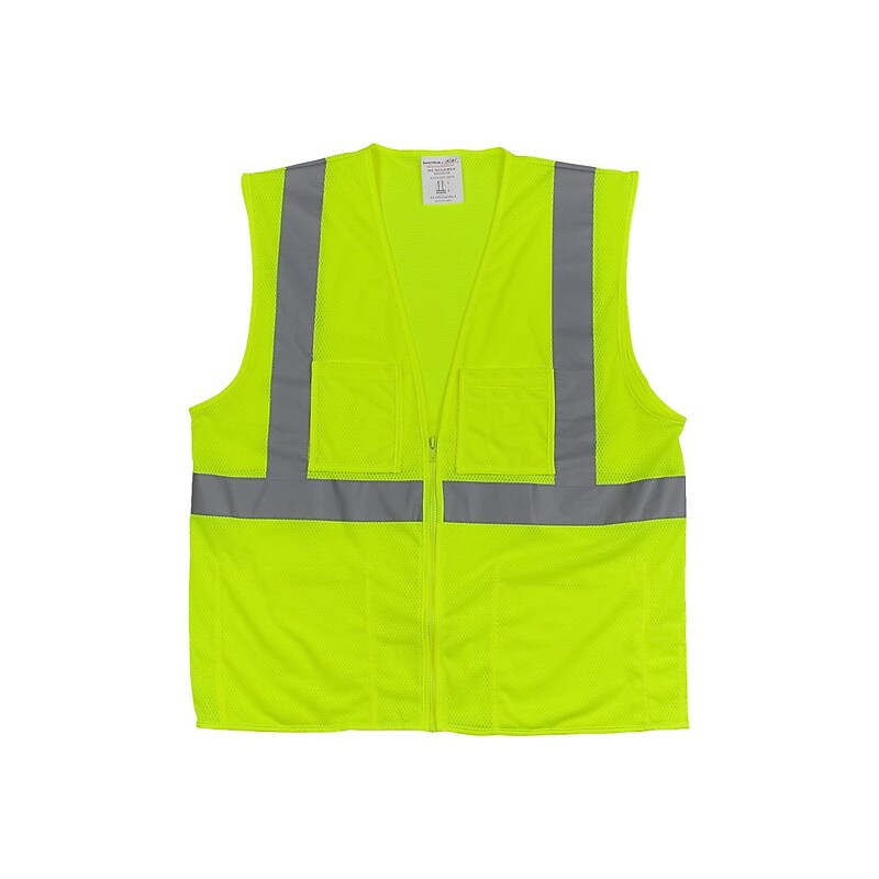 Protective Industrial Products High Visibility Sleeveless Safety Vest, ANSI Class R2, Lime Yellow, 3XL (302-MVGZ4PLY-3X) image 1