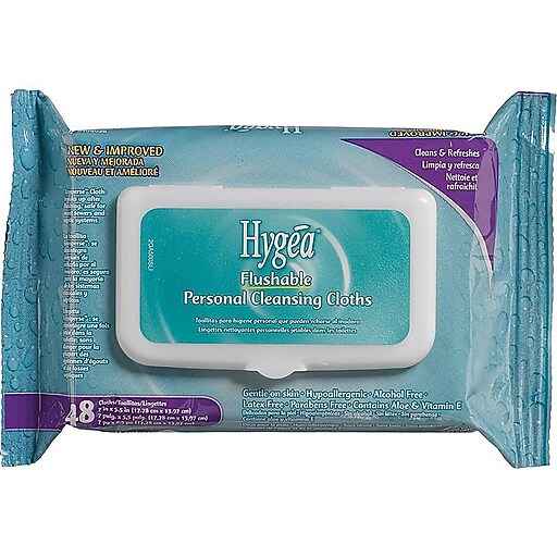Hygea Flushable Wipes, Floral, 48 Wipes/Pack 12 Packs/Case (A500F48) Staples