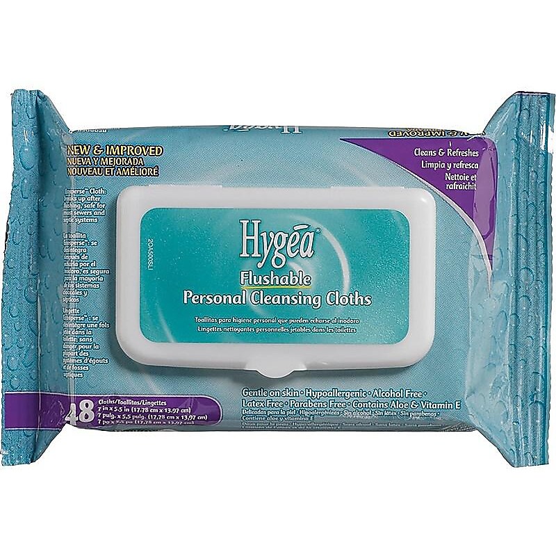Hygea Flushable Wipes, Floral, 48 Wipes/Pack 12 Packs/Case (A500F48) image 1