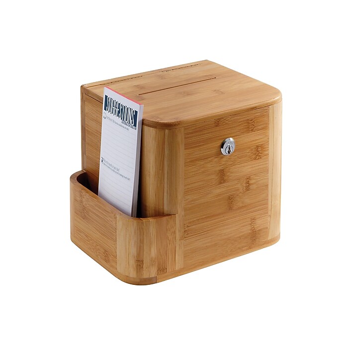 Safco Bamboo Locking Wood Suggestion Box, Natural (4237NA) | Staples