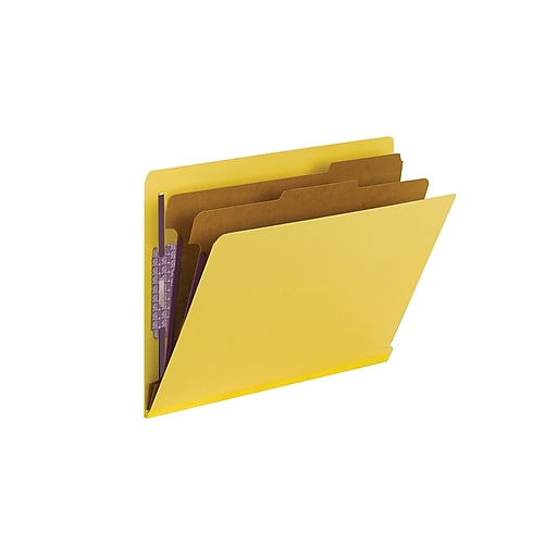 Smead 26789 Yellow End Tab Pressboard Classification Folders with SafeSHIELD Fasteners SMD26789