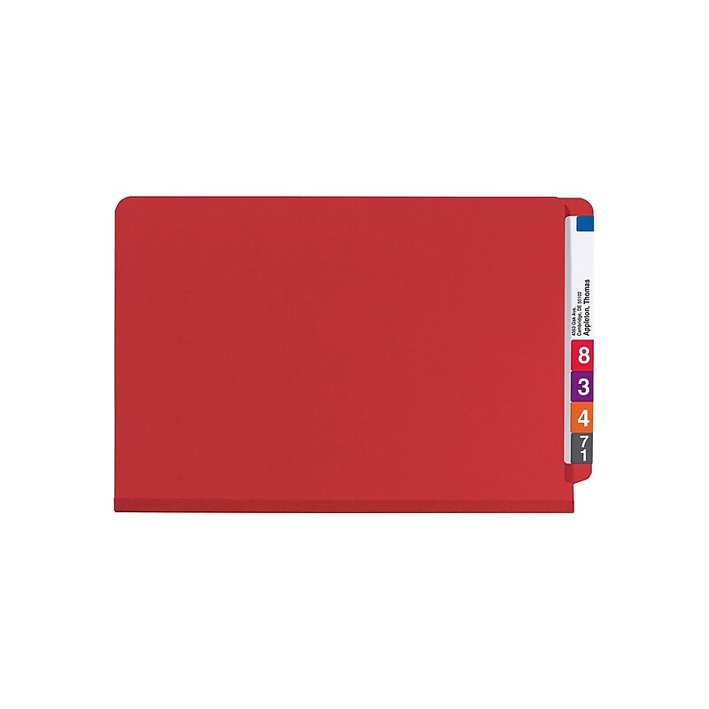 Smead SafeSHIELD 50% Recycled Heavy Duty Classification Folder, 2-Dividers, 2" Expansion, Legal Size, Bright Red, 10/Box image 1