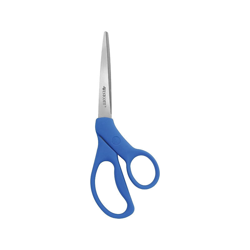 Westcott All Purpose Preferred 8" Stainless Steel Standard Scissors, Pointed Tip, Blue (43218) image 1