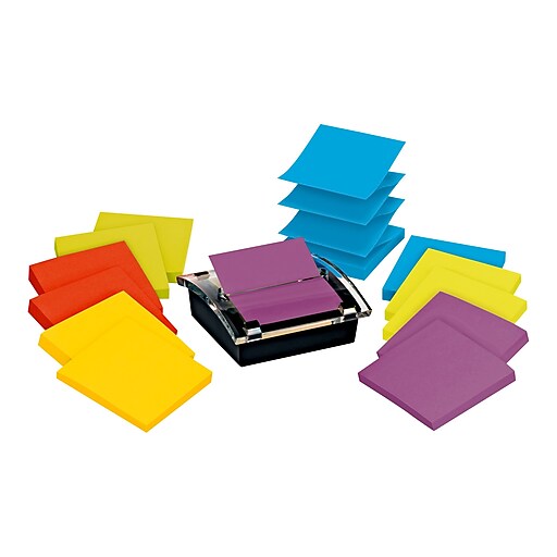 Postit® Super Sticky PopUp Notes Dispenser for 3" x 3" Notes, Black, 12 Pads (DS330SSVA) at