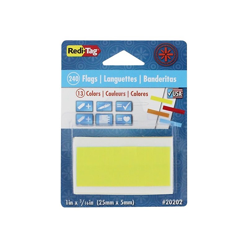 Redi-Tag Flags, Assorted Colors, 1" Wide, 240/Pack (20202) image 1