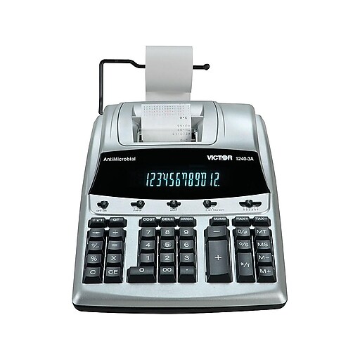 Victor 12403A 12Digit Desktop Calculator, Silver Staples