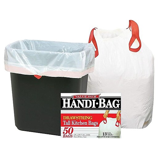 Berry Global Handi-Bag 8 Gallon Trash Bag, 22 x 24, Low Density, 0.6 mil,  White, 130 Bags/Box (HAB6FW130/HAB6W)
