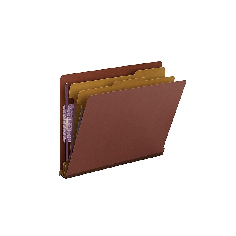 Smead 60% Recycled End Tab Pressboard Classification Folders, Letter Size, Red, 10/Box (26860) image 1