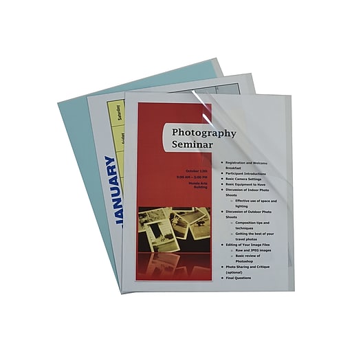 CLine Punchless Report Covers, Letter, Clear, 100/Box (31357) Staples