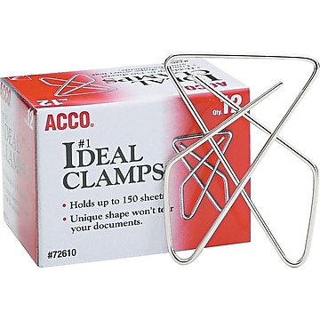 ACCO Ideal Butterfly Clamps, #1, Silver, 12/Box (A7072610)