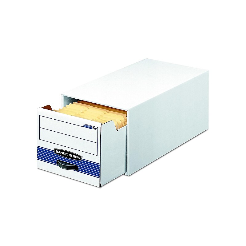 Bankers Box Stor/Drawer File Storage Drawer, Stackable, Legal Size, White/Blue (00722) image 1