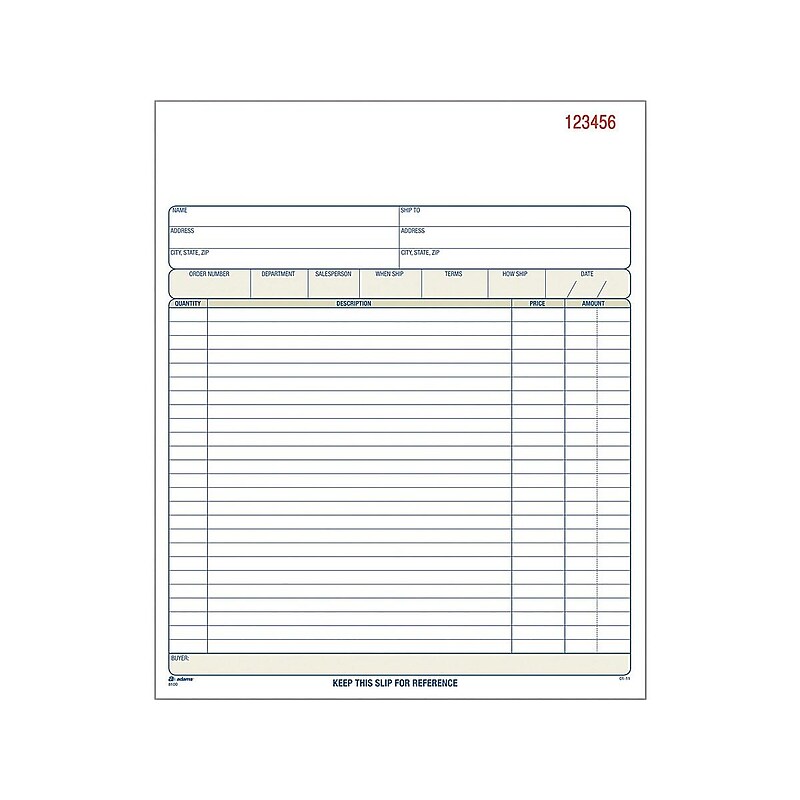 Adams 3-Part Carbonless Sales Orders, 10.69"L x 8.38"W, 50 Sets/Book (TC8100) image 1