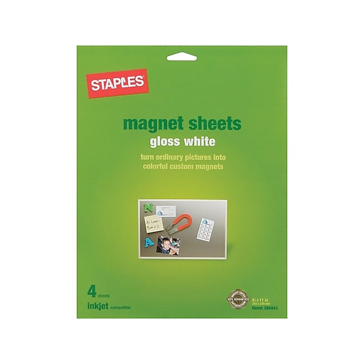 Staples Magnetic Glossy Paper, 8.5" x 4/Pack (34747-CC) | Staples