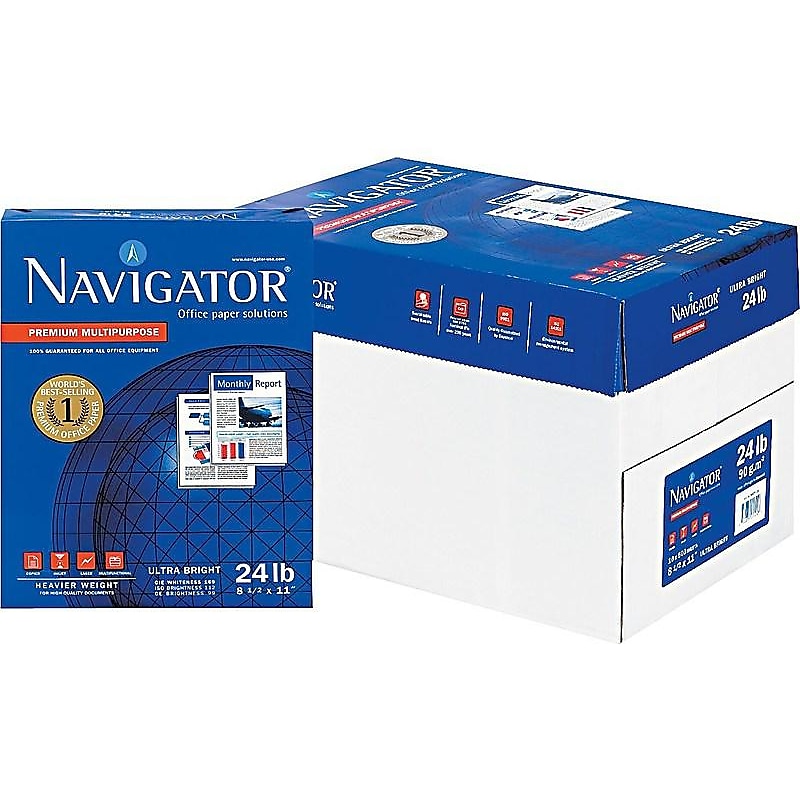 Navigator Premium 8.5" x 11" Multipurpose Paper, 24 lbs., 99 Brightness, 500/Ream, 10 Reams/Carton (NMP1124) image 1