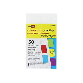 Redi-Tag Page Flags, Assorted Colors, 1" Wide, 50/Pack (76820)