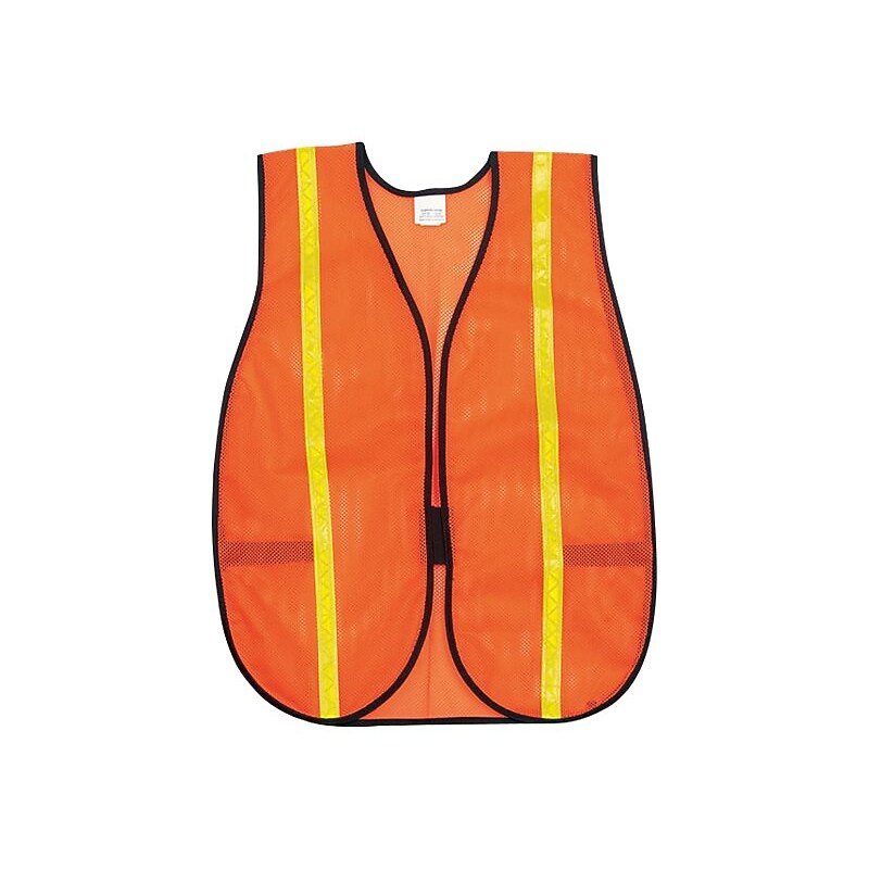 River City High Visibility Sleeveless Safety Vest, Orange, One Size, 12/Pack (V211R) image 1