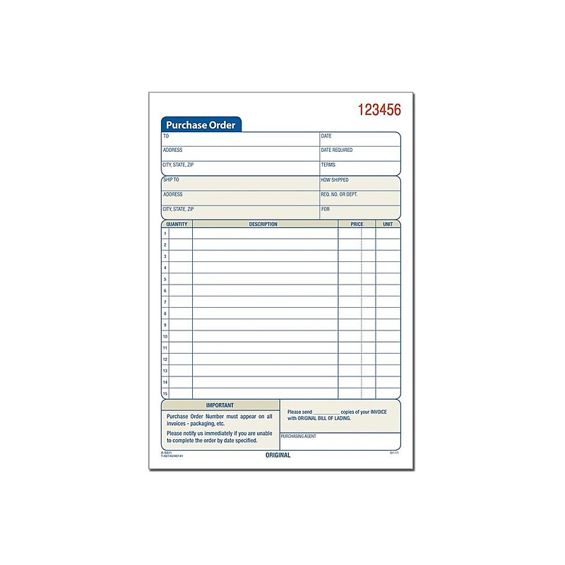 Adams 2-Part Carbonless Purchase Requisitions, 8.44"L x 5.56"W, 50 Sets/Book, 10/Box (DC5831-10) image 1