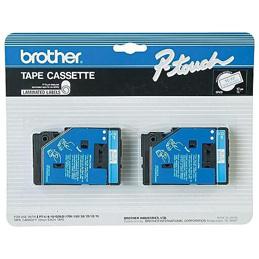 Brother TC22 Label Maker Tapes, 0.47"W, Blue On White, 2/Pack at Staples