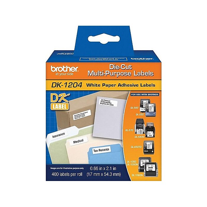 Brother DK-1204 Multi-Purpose Paper Labels, 2-1/10