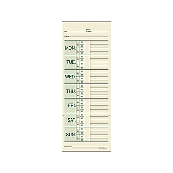 Adams Time Cards for Pyramid 1000 Time Clock, 200/Pack (9791-200)