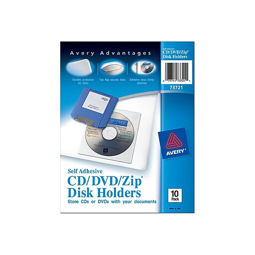 Avery® SelfAdhesive CD/DVD/Zip Disk Holders 10/Pack (73721) at Staples