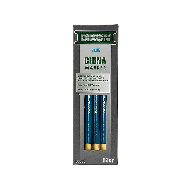 Dixon Washable China Marker, Bold, Blue, 12/Pack (X00080) image 1