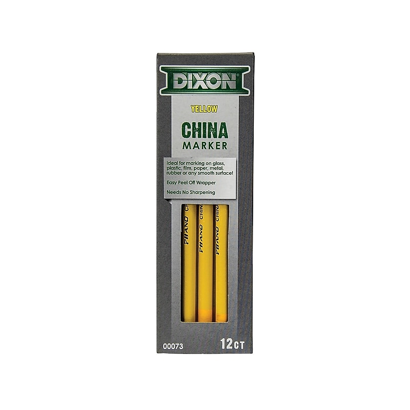 Dixon Washable China Marker, Broad, Yellow, Dozen (X00073-002) image 1