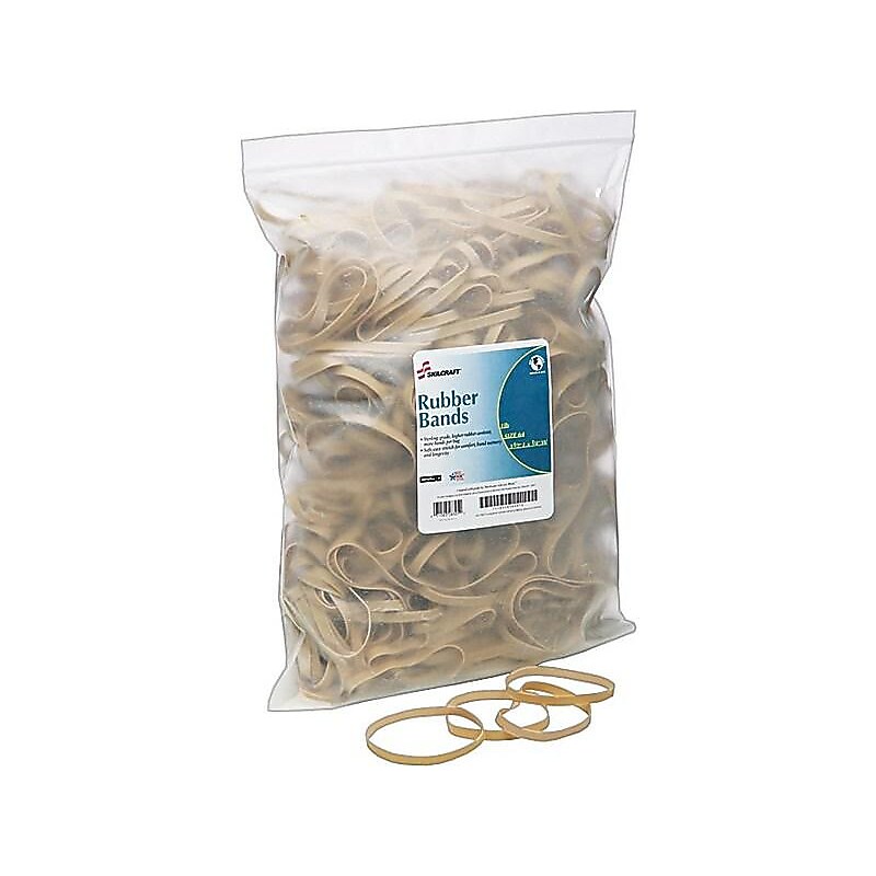 AbilityOne Multi-Purpose Rubber Bands, #64, 1 lb. Resealable Bag, 400/Pack (7510-01-058-9974) image 1