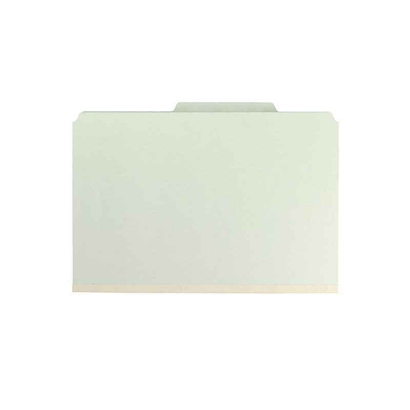 Smead Pressboard Classification Folders with SafeSHIELD Fasteners, Legal Size, 3 Dividers, Gray/Green, 10/Box (19091) image 1