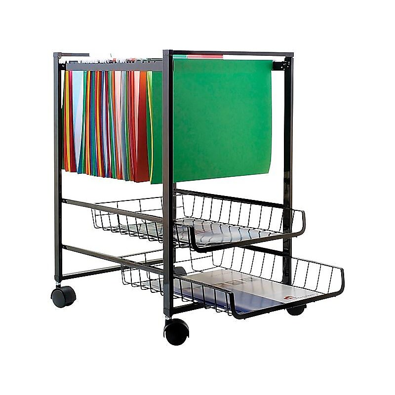 Advantus 2-Shelf Metal Mobile File Cart with Lockable Wheels, Black (AVT34075) image 1