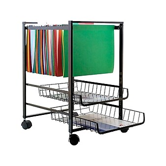 Advantus 2-Shelf Metal Mobile File Cart with Lockable Wheels, Black (AVT34075)