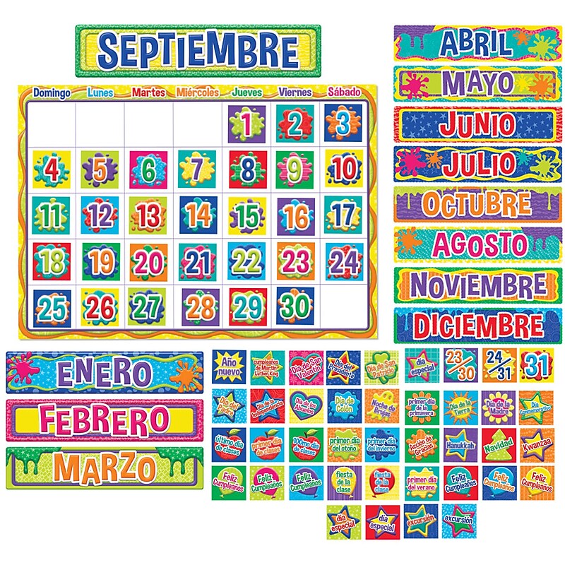 Eureka Color My World Spanish Calendar Bulletin Board Set, 83 pieces (EU-847048) image 1