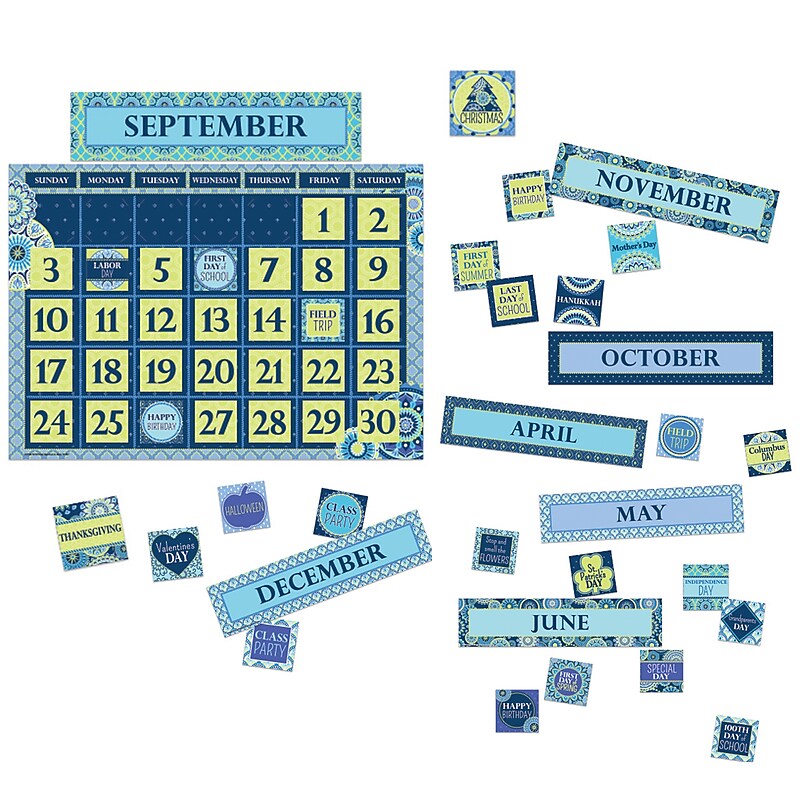 Eureka Blue Harmony Calendar Bulletin Board Set, 83 pieces (EU-847548) image 1