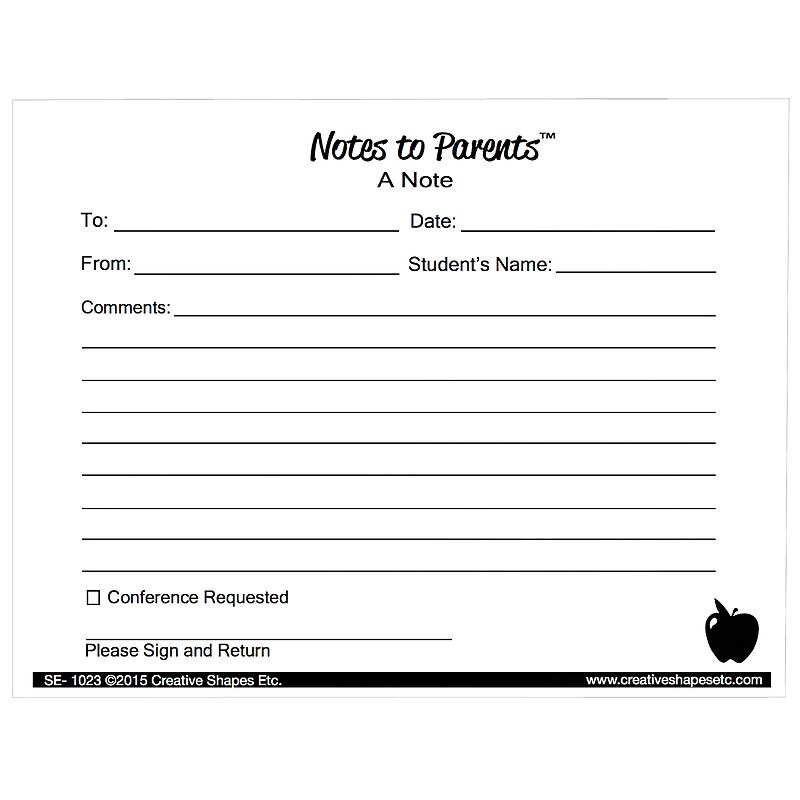 Creative Shapes Notes to Parents™ Blank Note, 50 Per Pack, 6 Packs (SE-1023) image 1