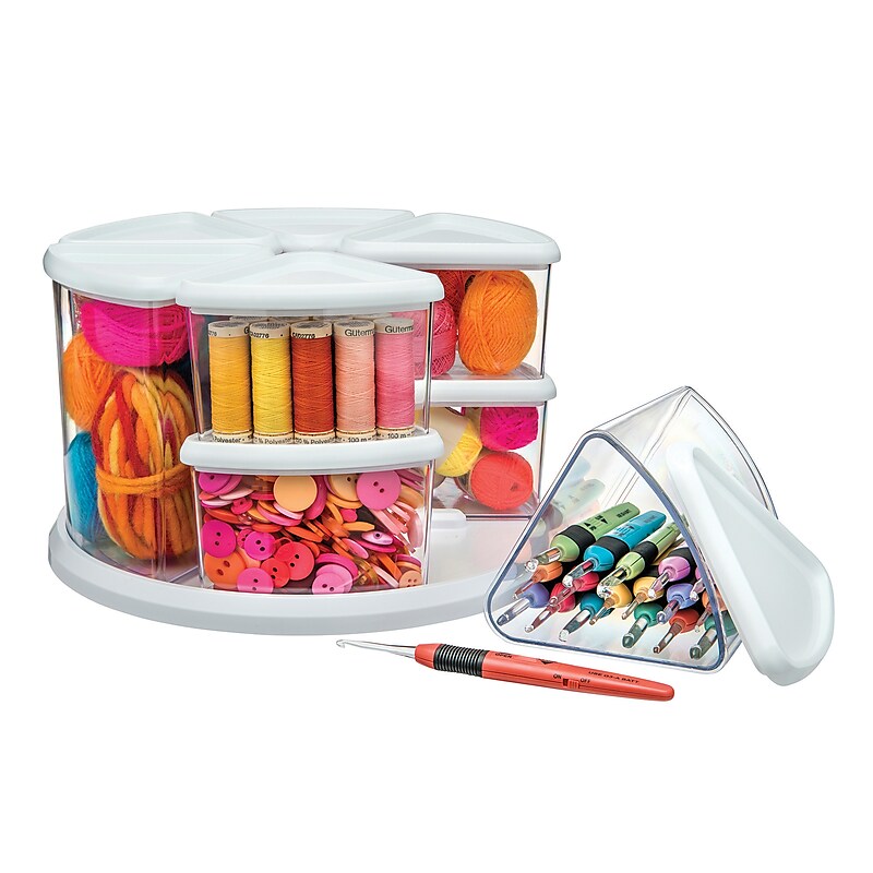 Deflect-O Rotating Carousel Organizer, 9-Bin, White (DEF3901CR) image 1