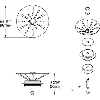 Elkay Residential Kitchen Sink 3.5" Dia Disposal Stopper and Strainer (LKDS35)